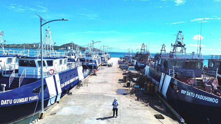 BFAR vessels lining in position at Josefa Slipways' pier dock.